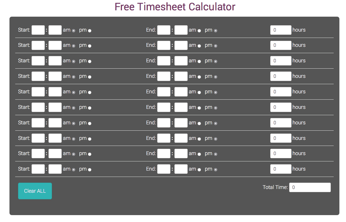 Free timesheet calculator