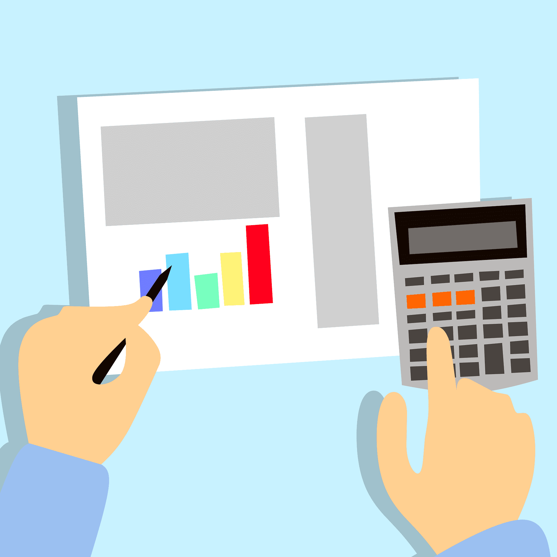 Vector illustration of graph and calculator