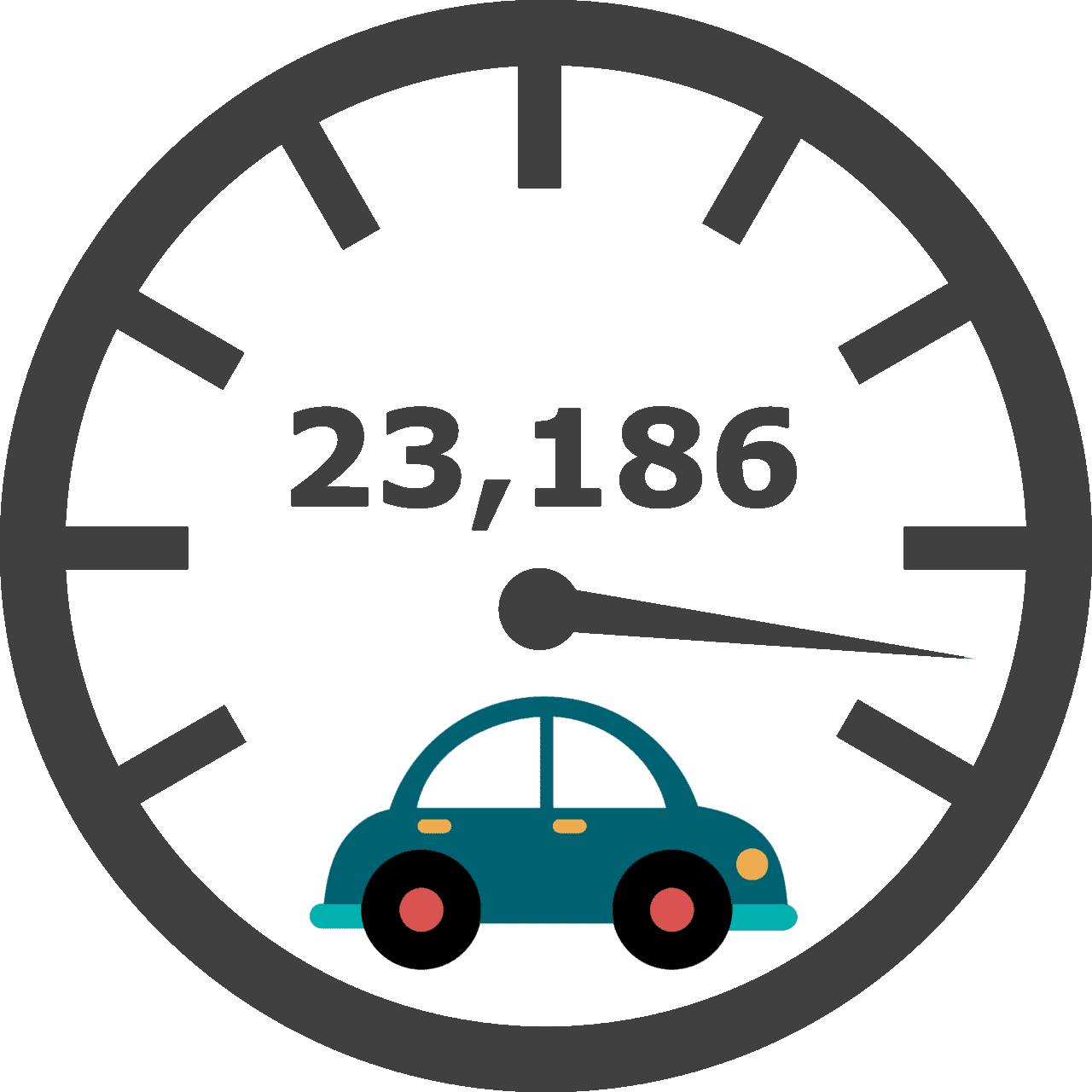 Vector illustration of a vehicle over a speedometer