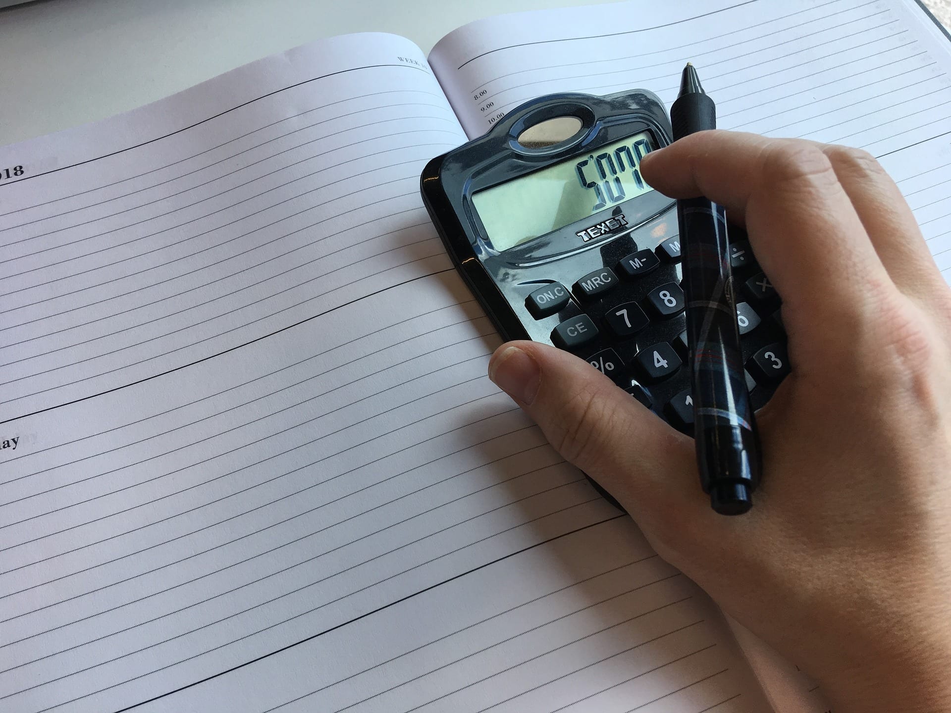 Calculator on top of journal