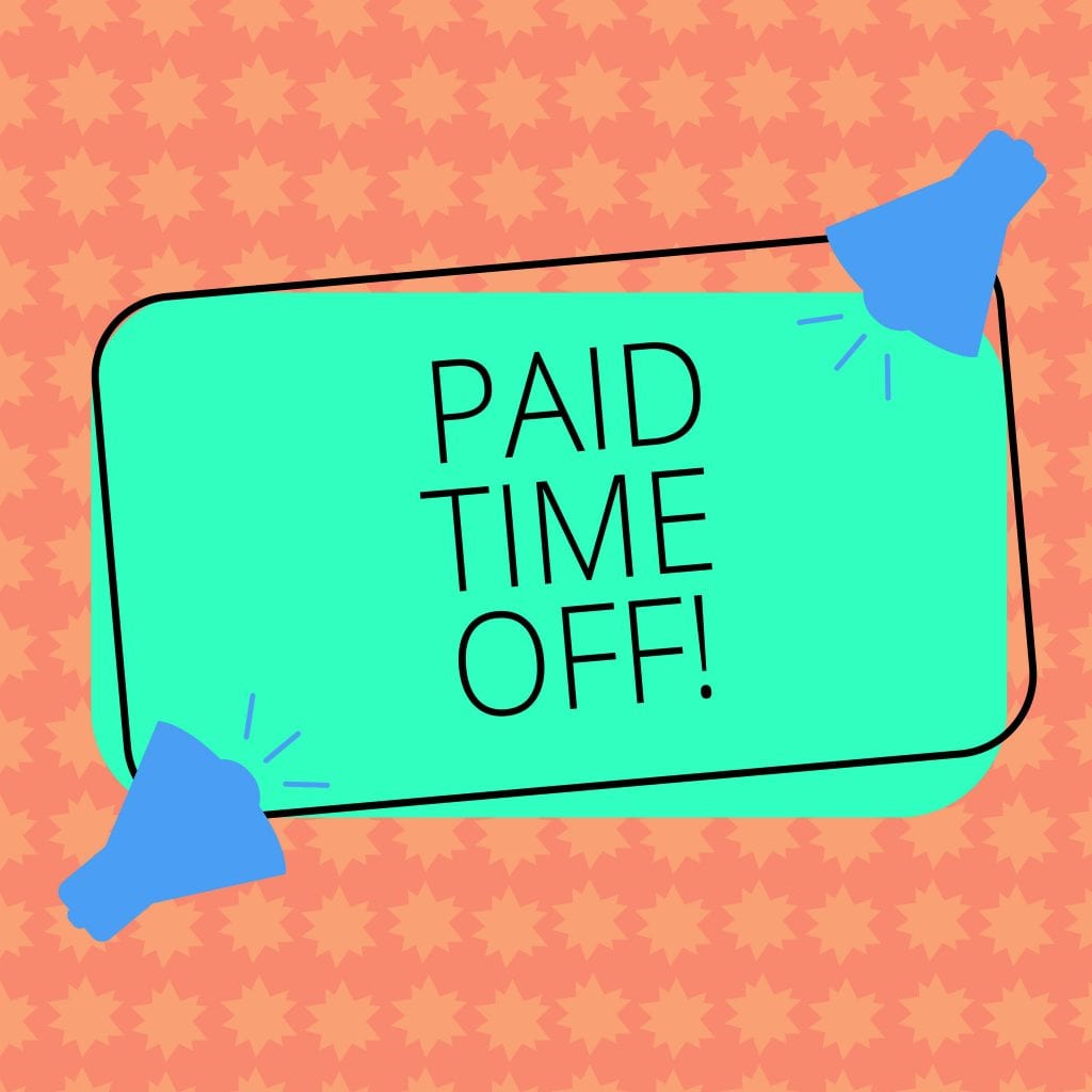 Cartoon note says "paid time off"