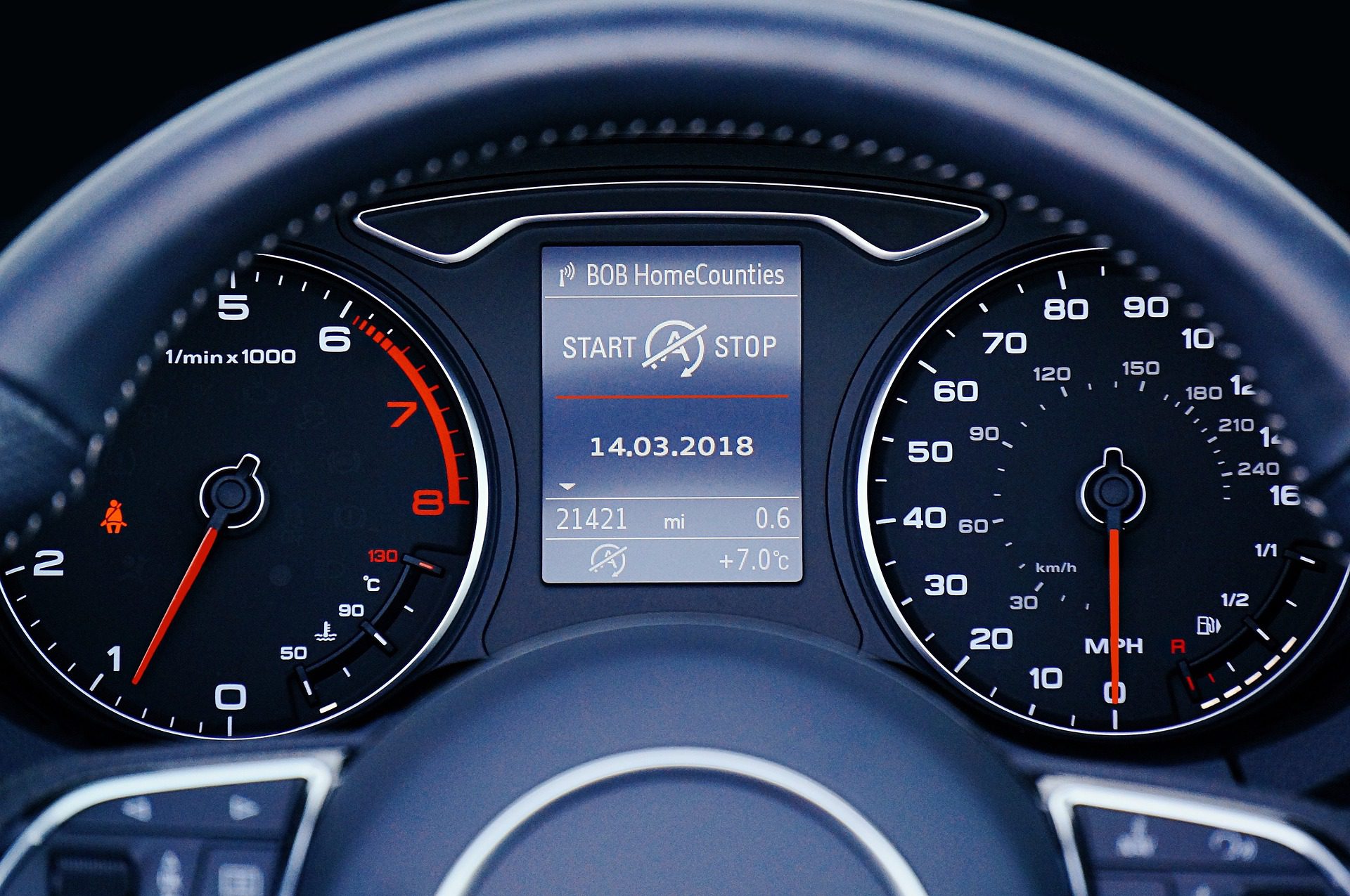an odometer in a car, showing the mileage of the vehicle