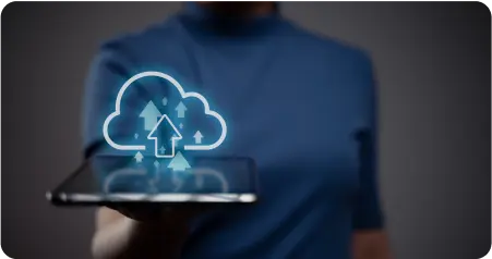 A visual representation of cloud computing technology utilized in a modern enterprise setting, showcasing data storage and access.